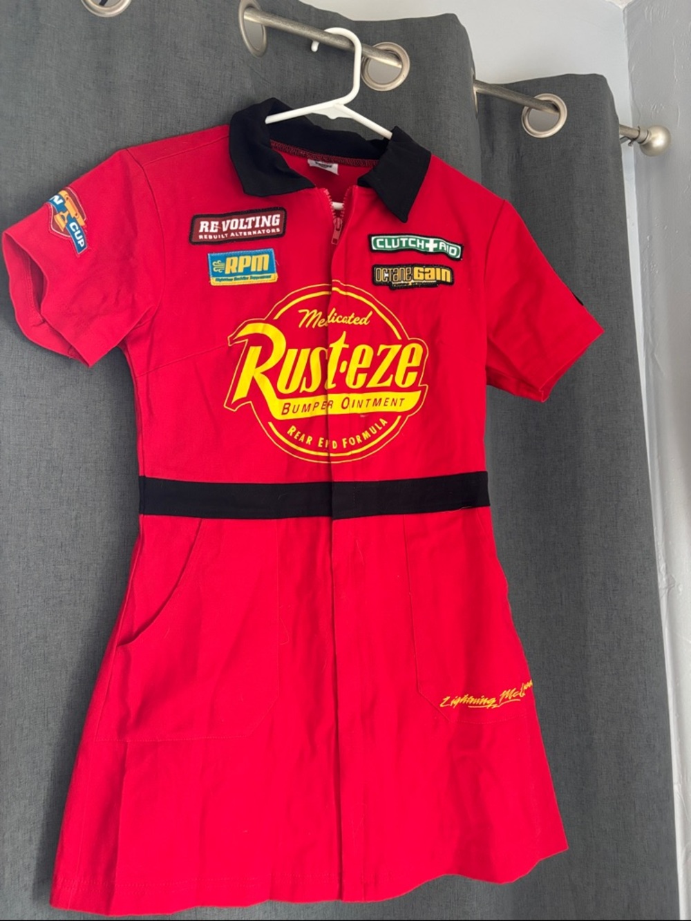 Disney Red Rust-eze Racing Mini Dress with Black Accents